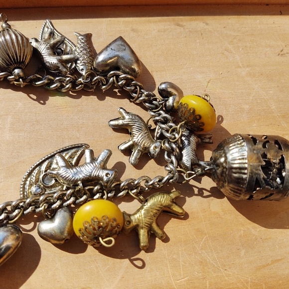 Vintage Bohemian Yellow Beaded Chain Necklace, Bracelet & Earrings Set of 3 - Picture 2 of 16